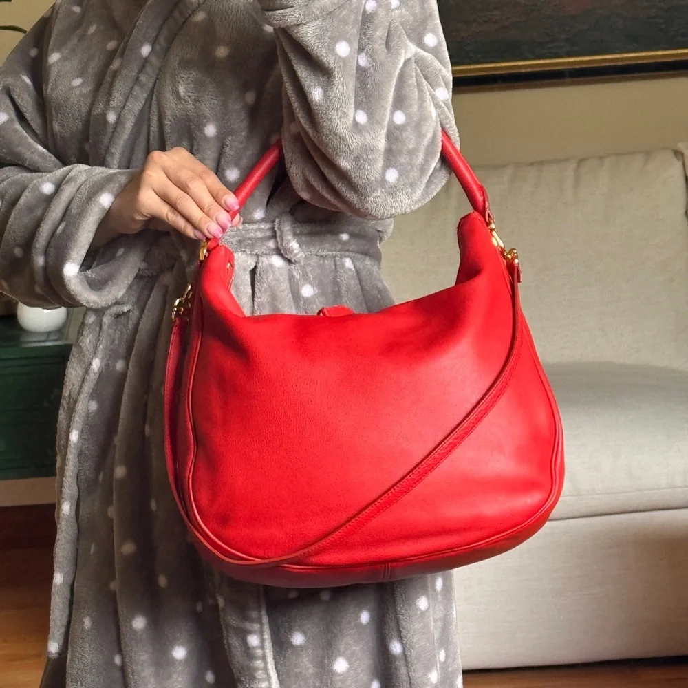 Mark Cross Red‎ Leather Hobo Bag